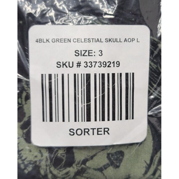 NEW Hot Topic 3 Cosmic Aura Black & Green Skull Crow Bell Sleeve Dress 3X 22 24 - Picture 8 of 9